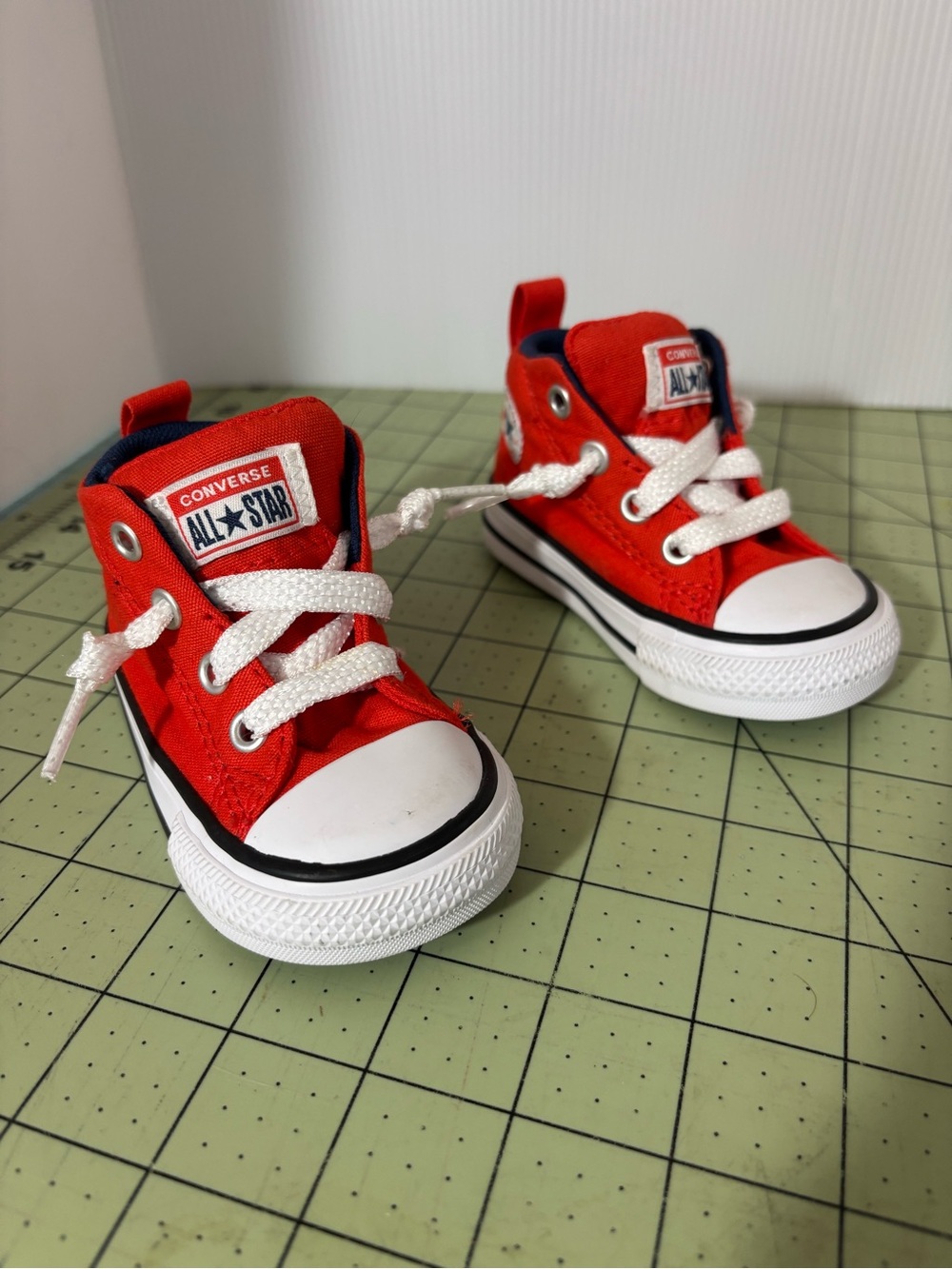 Converse Kids Red Canvas High-Top Sneakers with White Accents